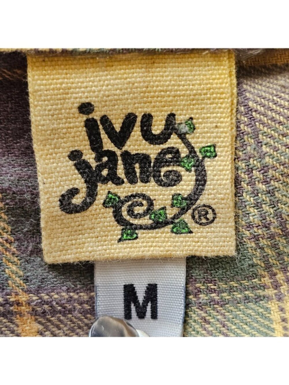 Ivy Jane Plaid Peplum Top Womens M Y2K Boho Western Ruffle Flannel Button Shirt - Picture 6 of 8